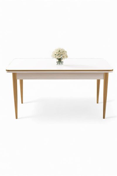 Moderner Esstisch mit Metallbeinen, Weiß & Gold, 110 x 76 x 70 cm | 100% Spanplatte, skandinavisches Design, stilvoll & langlebig