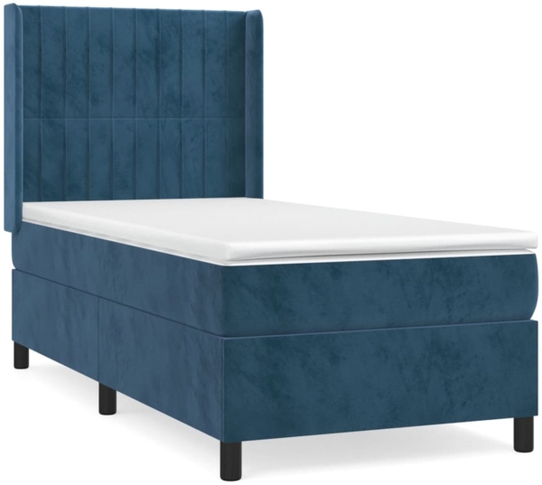vidaXL Boxspringbett mit Matratze Dunkelblau 90x200 cm Samt 3132781