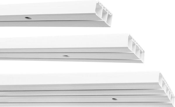 Garduna Gardinenstange Kunststoff Gardinenschiene, 1-/2-/3-läufig, weiß, 3-läufig, gebohrt, Kunststoff
