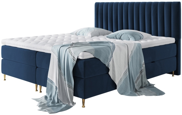 Mirjan24 Boxspringbett Nerpa, Blau, 180x200 cm