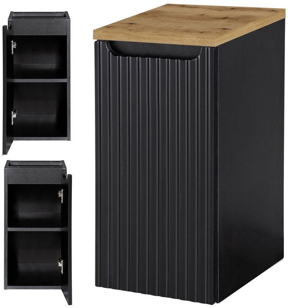 Unterschrank Skelbolu 30x60x40 cm Schwarz/Eichenoptik [en. casa]