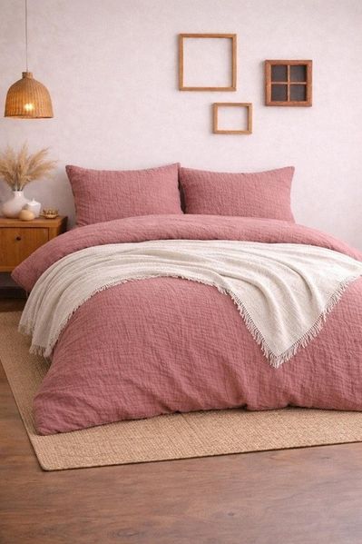 Sandiik Bettwäsche Musselin Bettwäsche in Altrosa aus Biobaumwolle, Biobaumwolle, 100% Biobaumwolle, Super Soft zur Haut, Made in Stuttgart