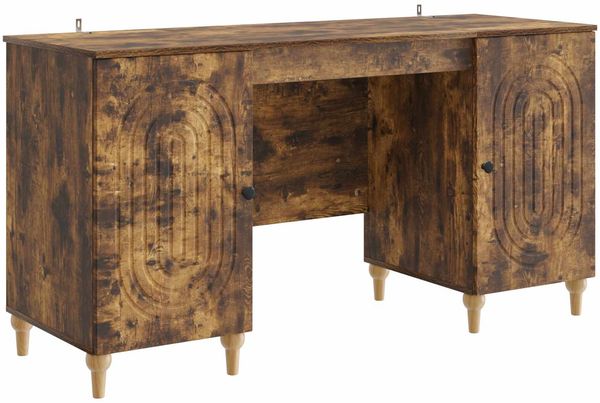 vidaXL Schreibtisch Geräucherte Eiche 142,5 x 50 x 75 cm Holzwerkstoff 3414581