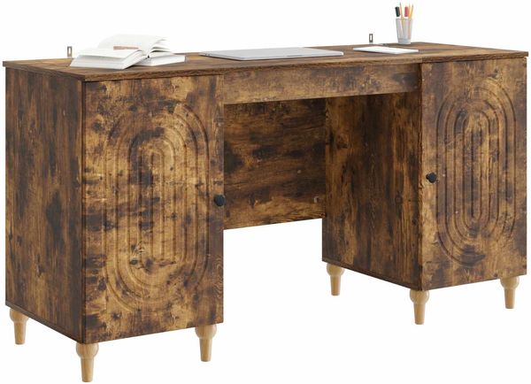 vidaXL Schreibtisch Geräucherte Eiche 142,5 x 50 x 75 cm Holzwerkstoff 3414581 Bild 3