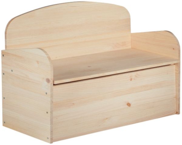 Astigarraga Kit Line Truhenbank Holztruhe "Deco" mit Rückenlehne, Unbehandeltes Massivholz, Freistehend