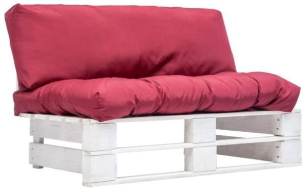 Garten-Palettensofa mit Roten Kissen Kiefernholz