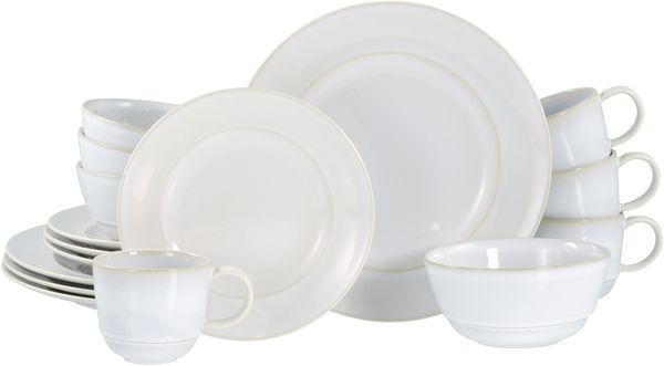 CreaTable Kombiservice Antique offwhite für 4 Personen, Steinzeug, sand (1 Set, 16-teilig)