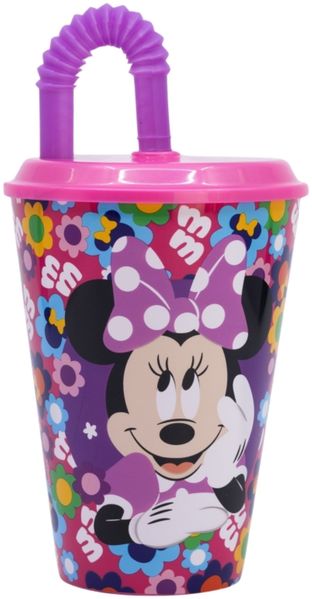 Disney Minnie Mouse Trinkbecher 430 ml mit Deckel und Strohhalm
