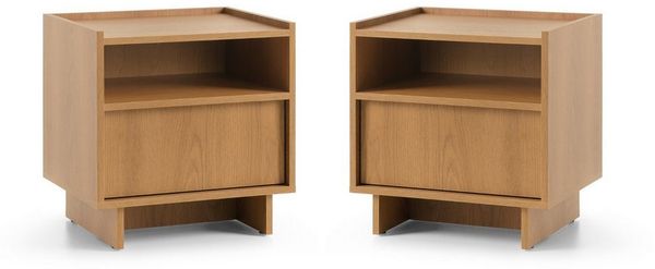 MOEBLO Nachttisch LILIE S50 (in Eiche Caramel – moderner, minimalistischer Nachtkommode mit Schublade, Push-to-Open und Japandi Design, Nachttisch Nachtkommode Nachtschrank Nachtkonsole Beistelltisch Schlafzimmer, 2-St), (BxHxT): 50 x 51 x 39 cm
