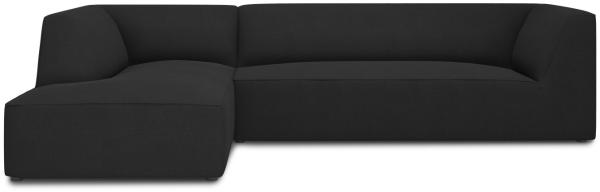 Micadoni 4-Sitzer Modular Ecke links Sofa Ruby | Bezug Black | Beinfarbe Black Plastic