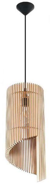 Pendelleuchte, Holz, Lamellen, offener Schirm, H 100 cm