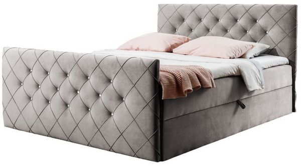AN-MOEBEL4U Boxbett MALAGA Bett mit Bettkasten, Matratze, Topper & gepolstertem Kopfteil (inkl. Topper & Matratze), Boxspringbett mit Stauraum