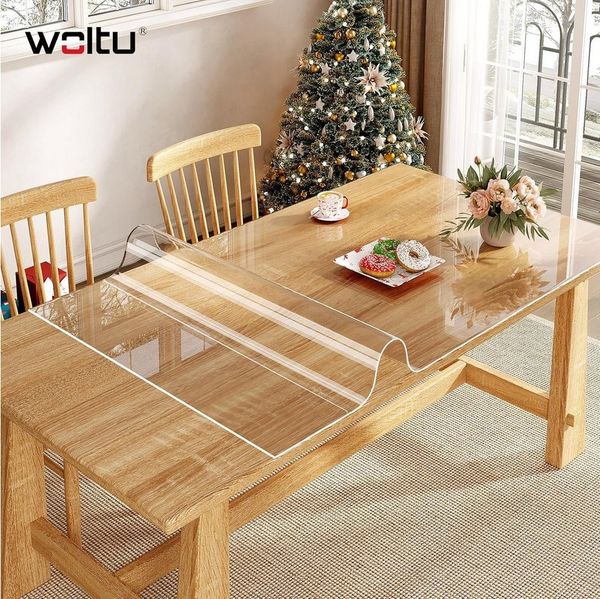 Woltu Tischdecke (1-tlg), 2 mm Tischschutz transparent für Tisch aus PVC, wasserdichten
