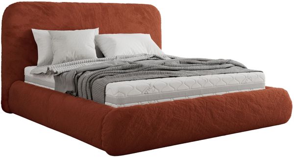 Bett mit Stauraum Polsterbett BENEA CLASSIC, Doppelbett mit Lattenrost Gepolstertes Kopfteil Gasdruckfeder Schlafzimmerbett - 180 x 200 cm - Orange Plüsch Bild 5