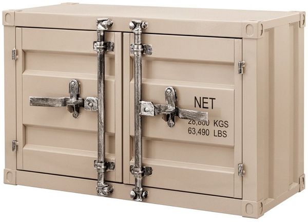 riess-ambiente Beistellschrank GLOBETROTTER 80cm greige - Metall, Aktenschrank, Flügeltüren, Riegel (Einzelartikel, 1-St) Industrial Container-Schrank - ideal für Wohn- & Schlafzimmer od. Flur Bild 2