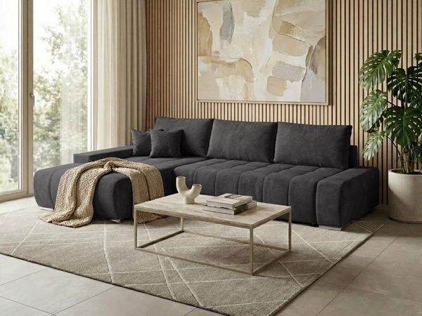 Beautysofa Ecksofa Draco L mit Schlaffunktion, in pflegeleichten Stoffen, Bettkasten