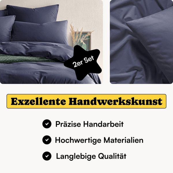 Seralino Bettwäsche Set, Perkal, 2 teilig, 100% Bio Baumwolle, ab gr. 135x200, Perkal, besonders weich & atmungsaktiv, BCI zertifiziert, mit Reißverschluss Bild 2