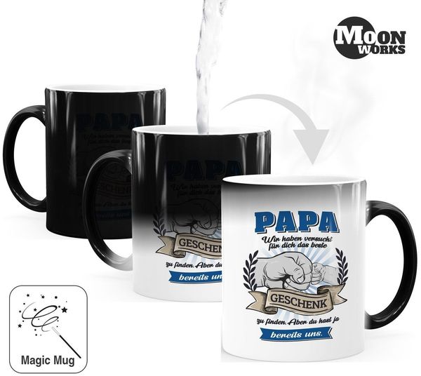 MoonWorks Tasse Farbwechsel-Tasse Papa Wir haben versucht für dich das beste Geschenk, Keramik