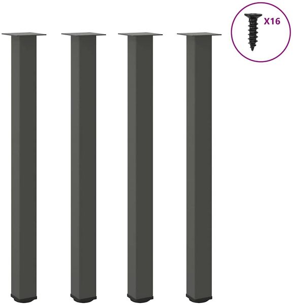 vidaXL Bartischbeine 4 Stk. Anthrazit 110-112 cm Stahl 4012482