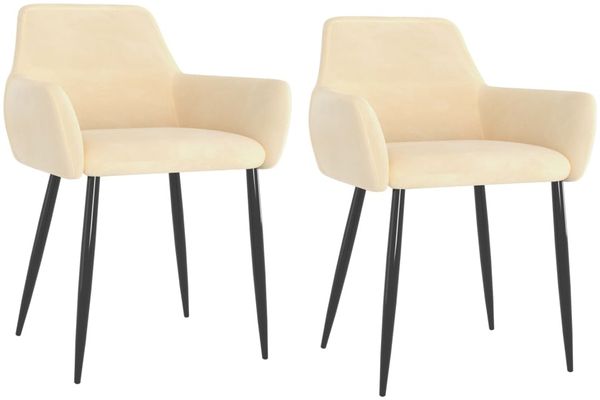 vidaXL Esszimmerstühle 2 Stk. Creme Samt [323113]