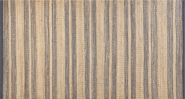 Teppich Jute beige grau 80 x 150 cm Streifenmuster Kurzflor zweiseitig BUDHO