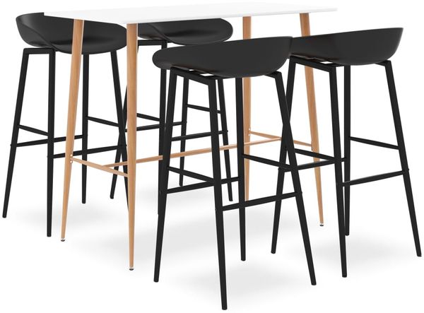vidaXL 5-tlg. Bar-Set Weiß und Schwarz [3057437]