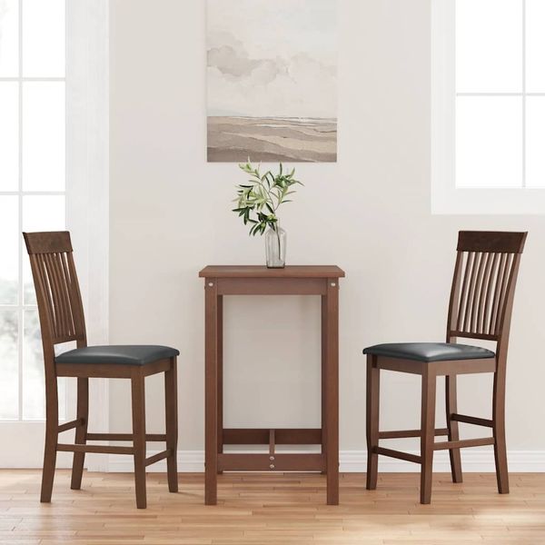 vidaXL Barhocker mit Kissen 2 Stk. Braun Massivholz Gummibaum 4102569