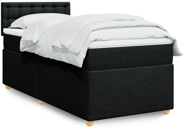 vidaXL Boxspringbett mit Matratze Schwarz Stoff 3286863