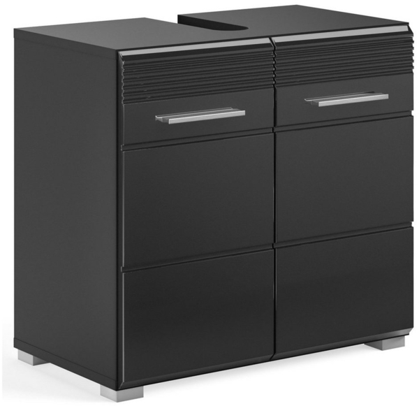 Newroom Waschbeckenunterschrank Eleano Waschbeckenunterschrank Schwarz Hochglanz Modern Badschrank Bild 5