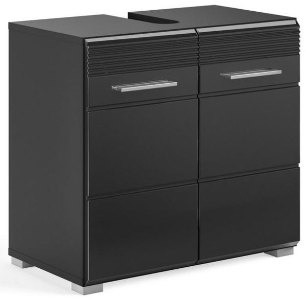 Newroom Waschbeckenunterschrank Eleano Waschbeckenunterschrank Schwarz Hochglanz Modern Badschrank Bild 4