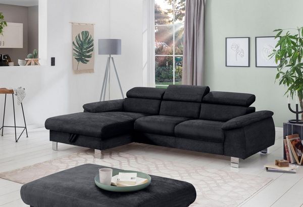 COTTA Ecksofa Komaris L-Form, mit Kopfteilverstellung, wahlweise Bettfunktion,Stauraum & Beleuchtung