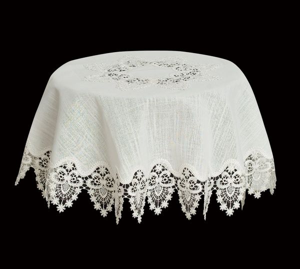 Brilliant Tischdecke Spitzeneinsatz / Mitteldecke / 85x85cm Rund / N-21172, Spitzeneinsatz