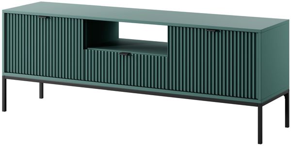 Selsey „Vellore“ TV-Lowboard mit Schublade und schwarzem Gestell, Grün, 154 cm