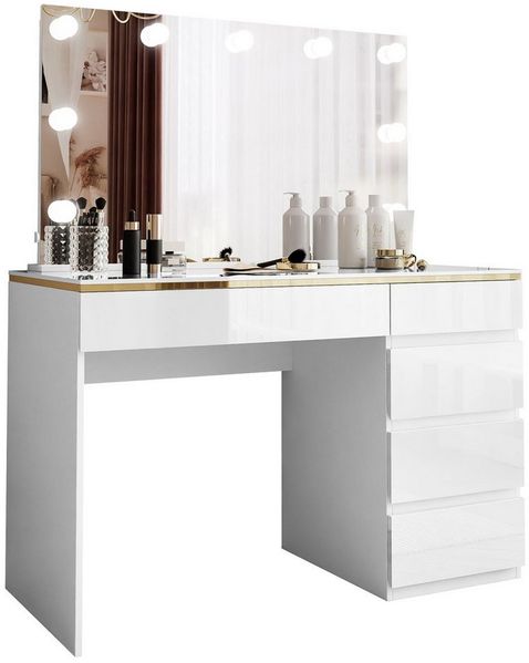 Lookway Schminktisch AURORA II ELITE mit Spiegel und Beleuchtung (1x Schreibtisch 1x Spiegel), Breite: 120 cm