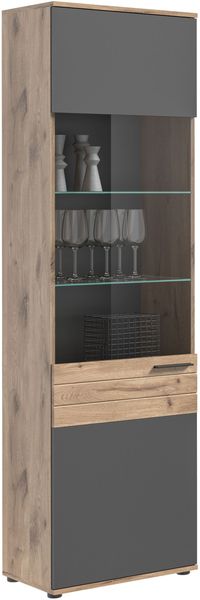 Vitrine Montery / Mason, Holzwerkstoff, Grau, Holzfarben, 57 x 200 x 37 cm
