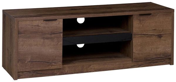 Beautysofa TV-Schrank DEVON mit 2 Türen (Eiche Monastery + Schwarz Hochglanz, viel Stauraum) Breite: 135 cm