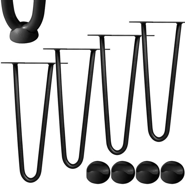 Tischbeine 4x Hairpin 60 cm Haarnadelbeine Schwarz Gestell Möbelfüße Tischkufen