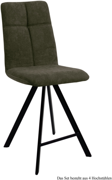 Thekenstuhl drehbar (4er-Set) Drucill 47x109x60 Schwarz/Khaki