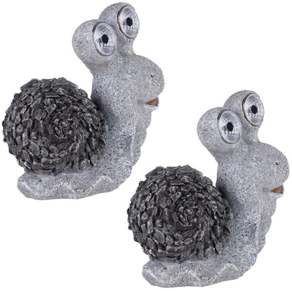 2er Set LED Solarleuchte, Schnecke, grau, Höhe 20 cm