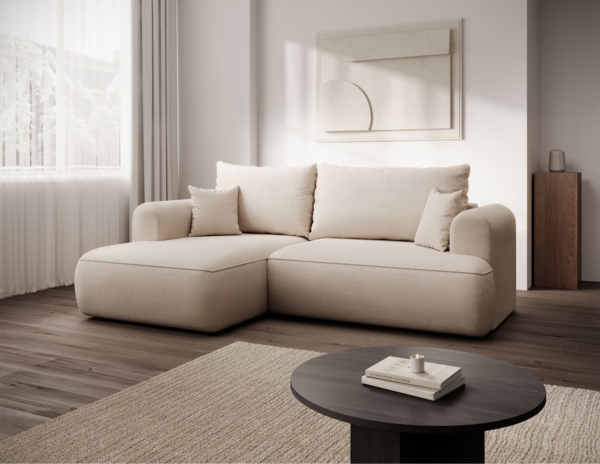 Selsey ''Ovo Mini' Eckschlafsofa linksseitig mit Stauraum, Easy-Clean-Chenille-Bezug, creme, 93 x 238 x 156 cm Bild 2