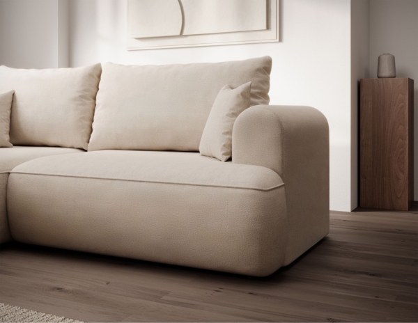 Selsey ''Ovo Mini' Eckschlafsofa linksseitig mit Stauraum, Easy-Clean-Chenille-Bezug, creme, 93 x 238 x 156 cm Bild 3