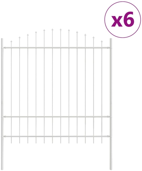 vidaXL Gartenzaun 6 pcs Weiß 170 x 215 cm Pulverbeschichteter Stahl 3360164