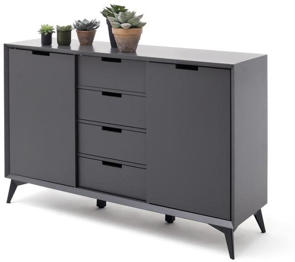 Sideboard Netanja in weiß und grau mit Wechselfronten 137 x 92 cm