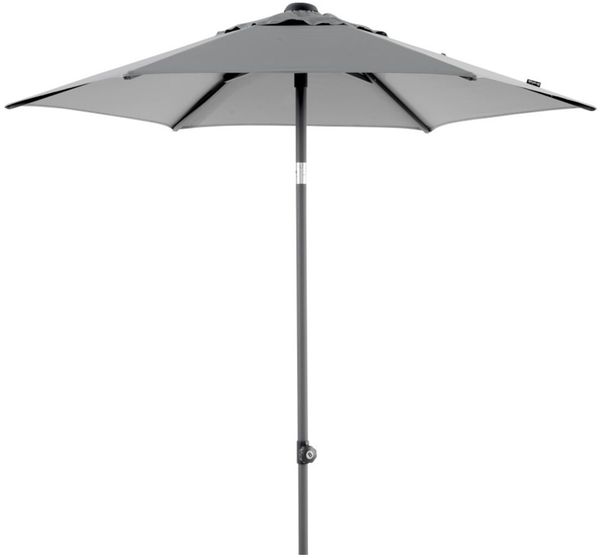 Sonnenschirm Poppi aus Aluminium und Polyester, neigbar, modern, grau, Ø 200 cm, mit winddichtem Kamin