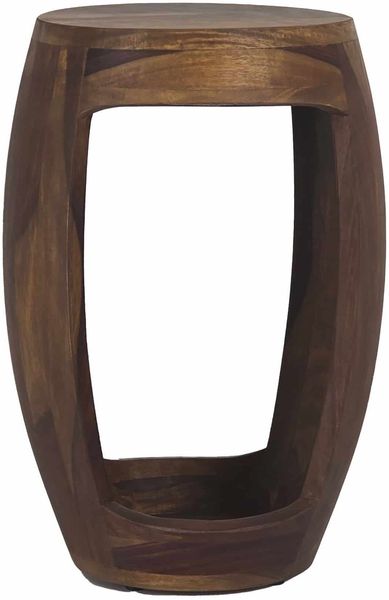 Beistelltisch Sheesham Massivholz rund 30cm · Kleiner Runder Couchtisch mit offenem Fach · Handgefertigter Wohnzimmertisch im modernen Design aus Echtholz