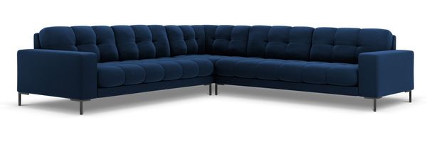 Micadoni Symmetrisches Ecksofa Mamaia 6-Sitzer Samtstoff Bluvel Königsblau schwarze Beine