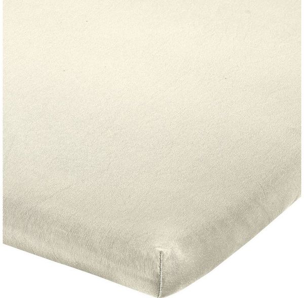 Erwin Müller 'Freising' Spannbettlaken, Gummizug: Rundumgummi, 1 Stück, Elasthan-Jersey-Stretch Uni, Wollweiß, Topper | 90x190 - 100x220 cm