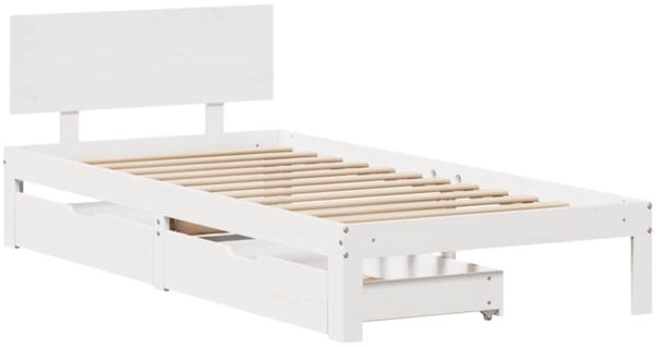 vidaXL Massivholzbett mit Schubladen Weiß 90x190 cm Kiefer 3301971 Bild 2