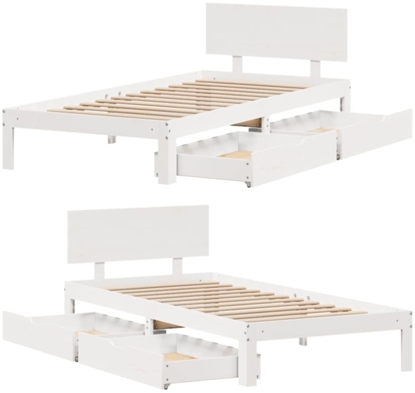vidaXL Massivholzbett mit Schubladen Weiß 90x190 cm Kiefer 3301971 Bild 8