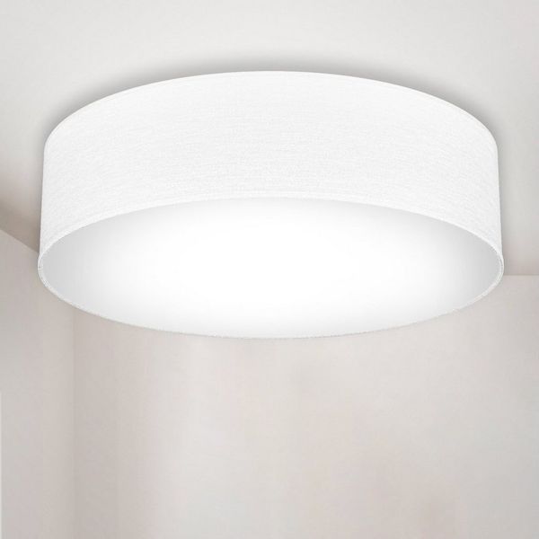 B.K.Licht Deckenleuchte Stoff-Deckenlampe Ø38cm 2-fammig E27 Wohnzimmer LED Halogen, ohne Leuchtmittel, weiße Stoffdeckenleuchte mit Textilschirm Schafzimmer Küche - BKL1218